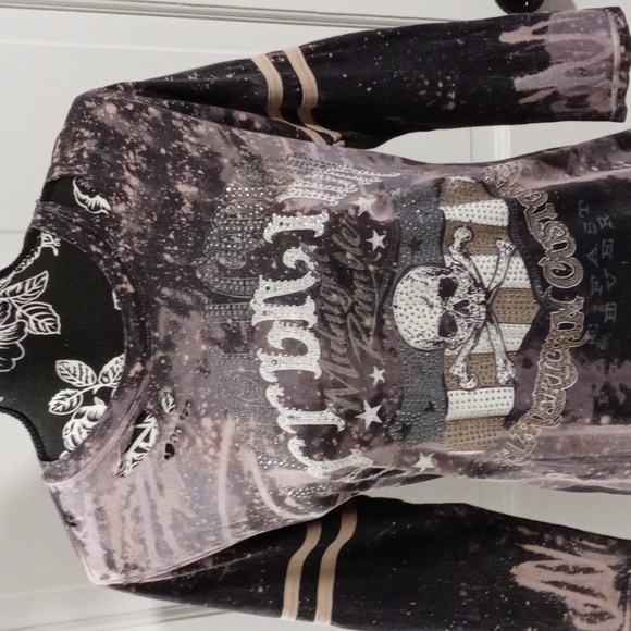 🆕 💀HTF Affliction💀 - "On The Road" 3/4 Tee - Picture 5 of 11